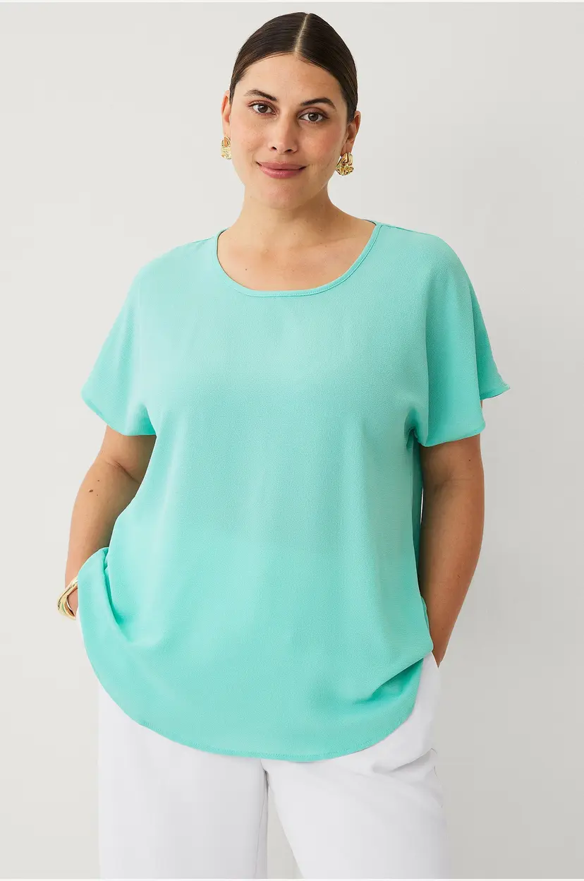 Zizzi Bluse vAnni S/S Top - Blå