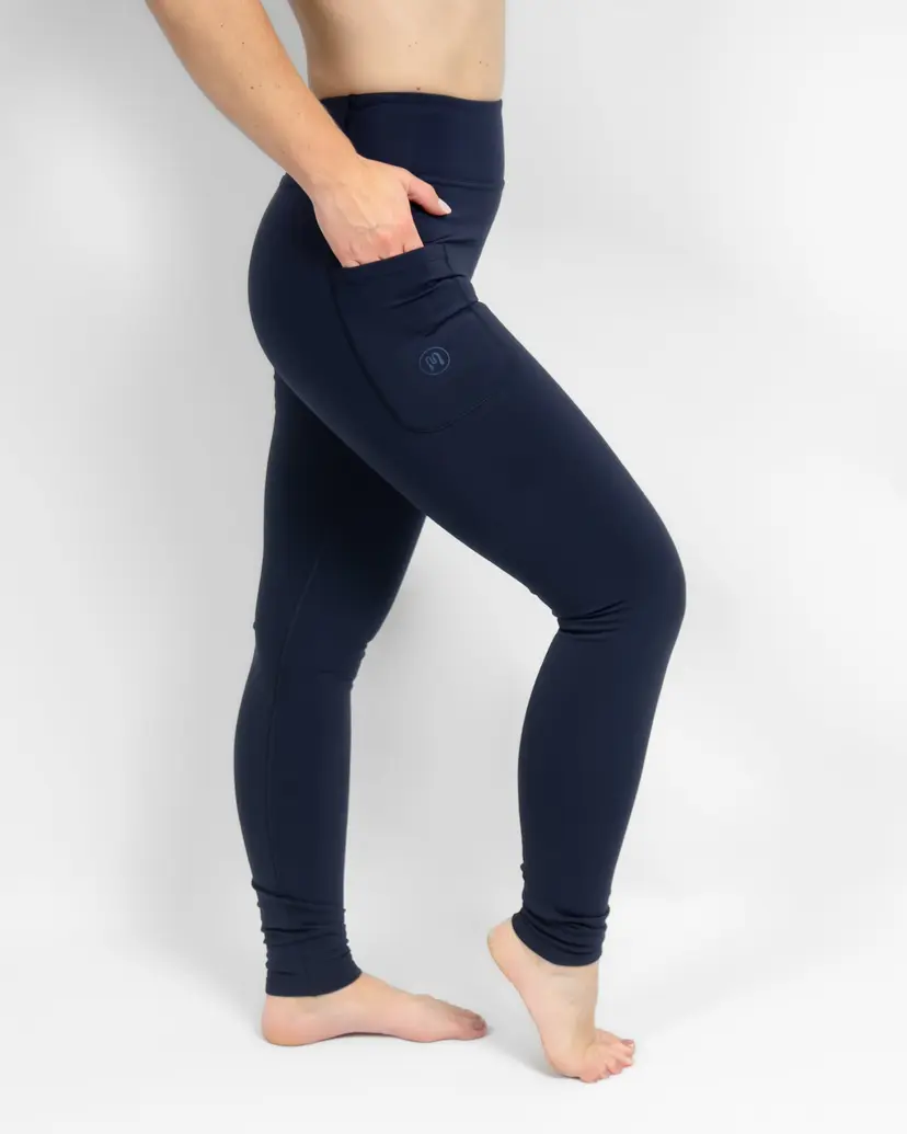Huabo Aya Deep Blue Tight Fit Winter Leggings