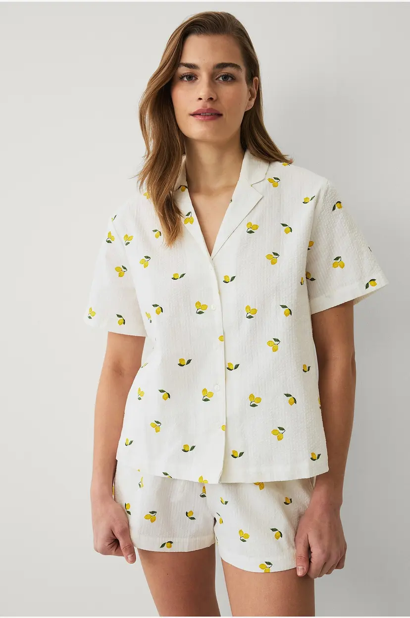 Ellos Collection Pyjamas i seersucker - Hvit