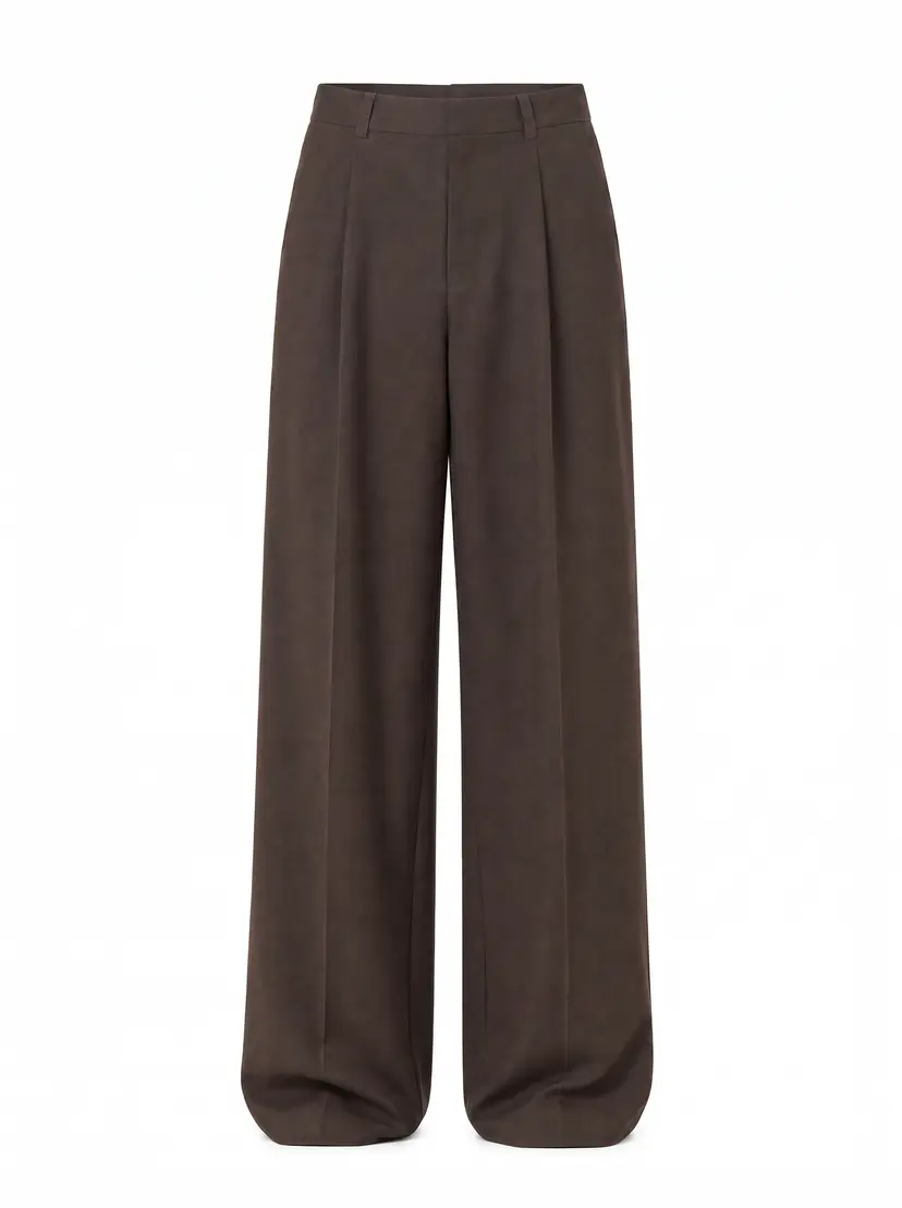 MURLONG CRES Kaja Low-Waisted Wide-Leg Tailored Trousers Chocolate Brown, 32