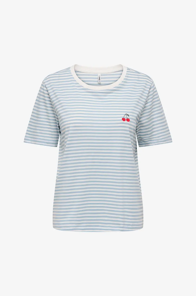ONLY Topp onlHappy Life S/S Emb Top - Hvit