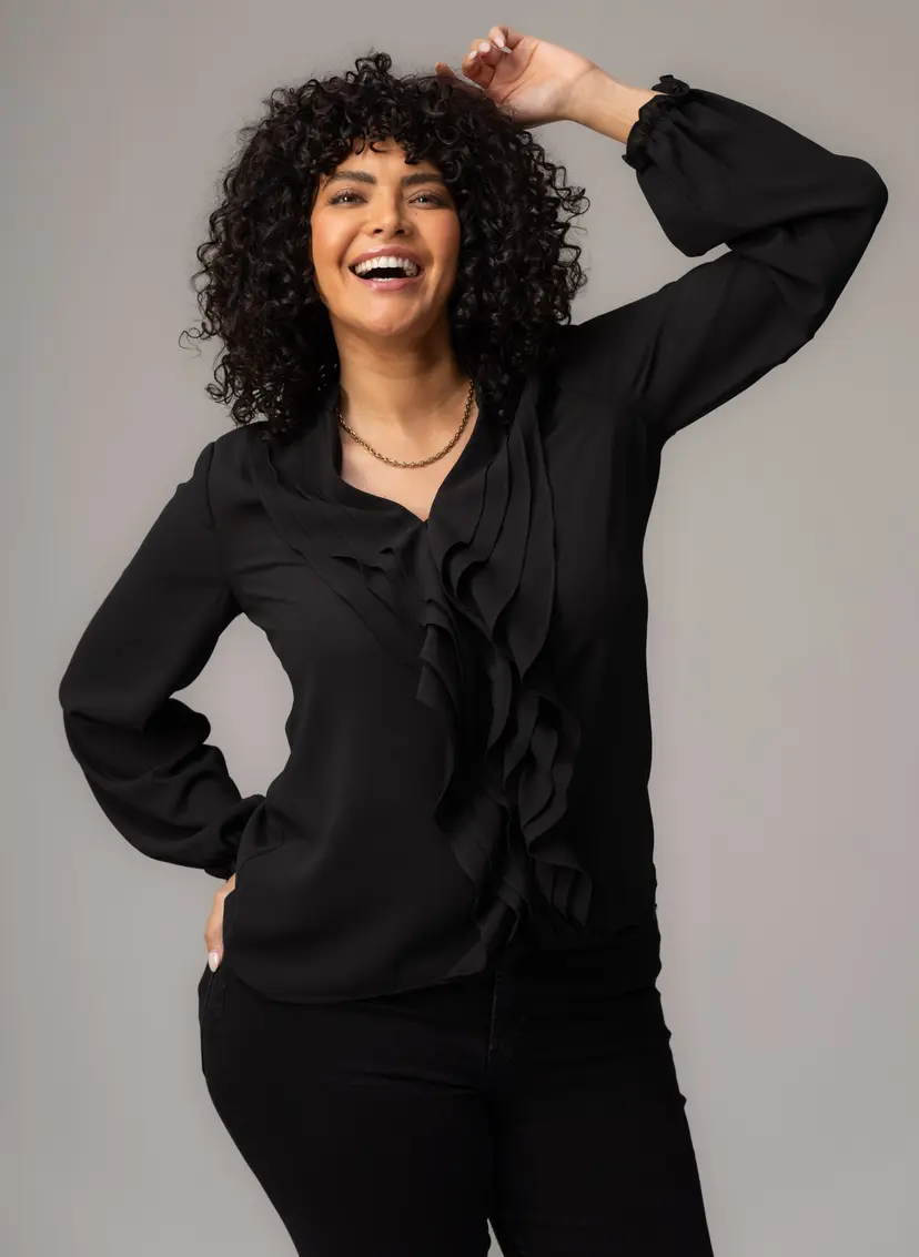 The Shirt Company VICTORIA CURVE BLOUSE - Black, Crepe