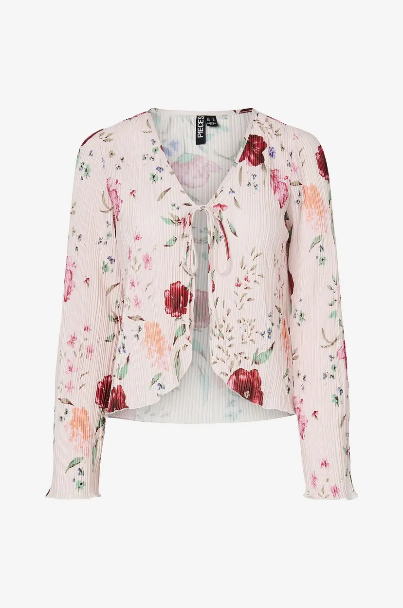 Pieces Bluse pcAmber LS Tie Top Wvn - Rosa
