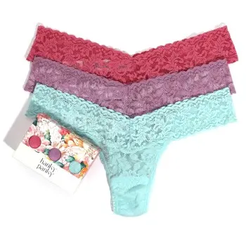 Hanky Panky Hanky Panky Truser 3P Low Rise Lace Thong  D2 Blå/Lila nylon One Size Dame