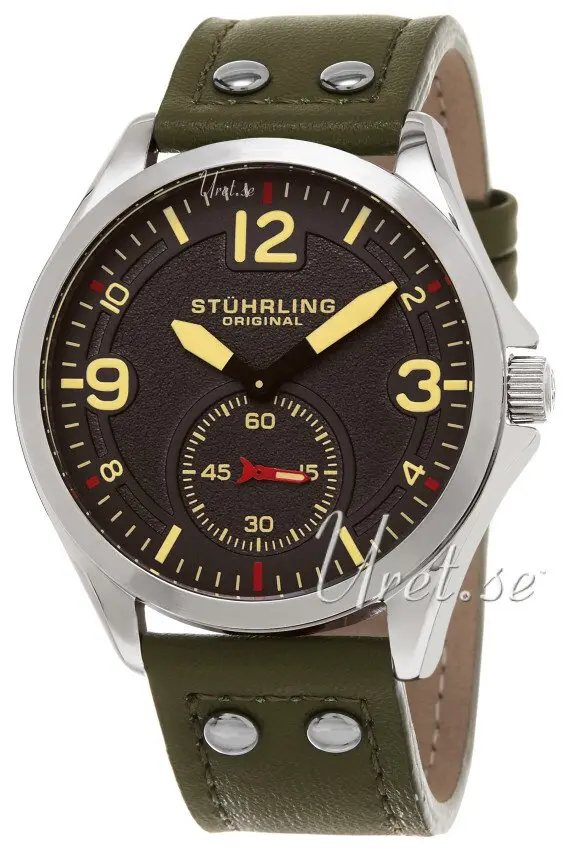 Stührling Original Stührling Original Herreklokke 684.03 Aviator Tuskegee Grå/Lær