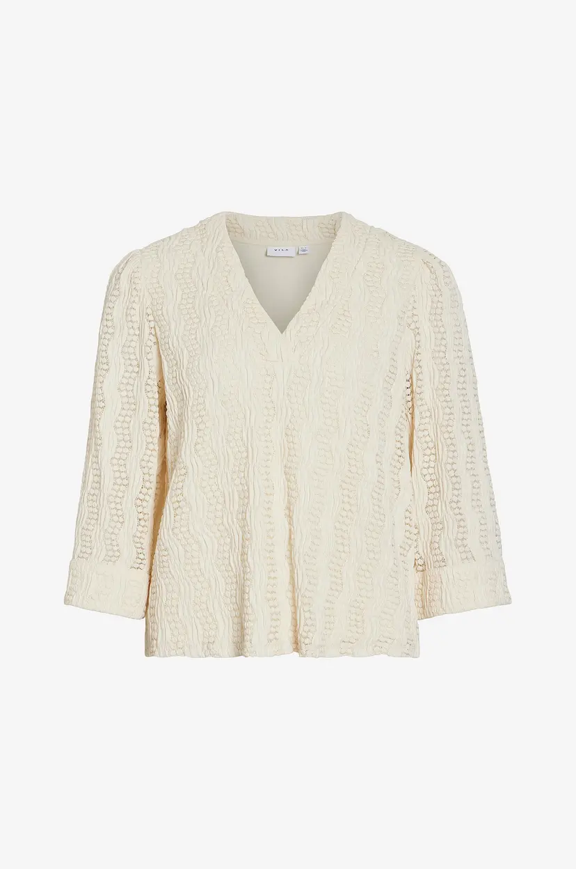 Vila Topp viLumena V-neck 3/4 Top - Beige