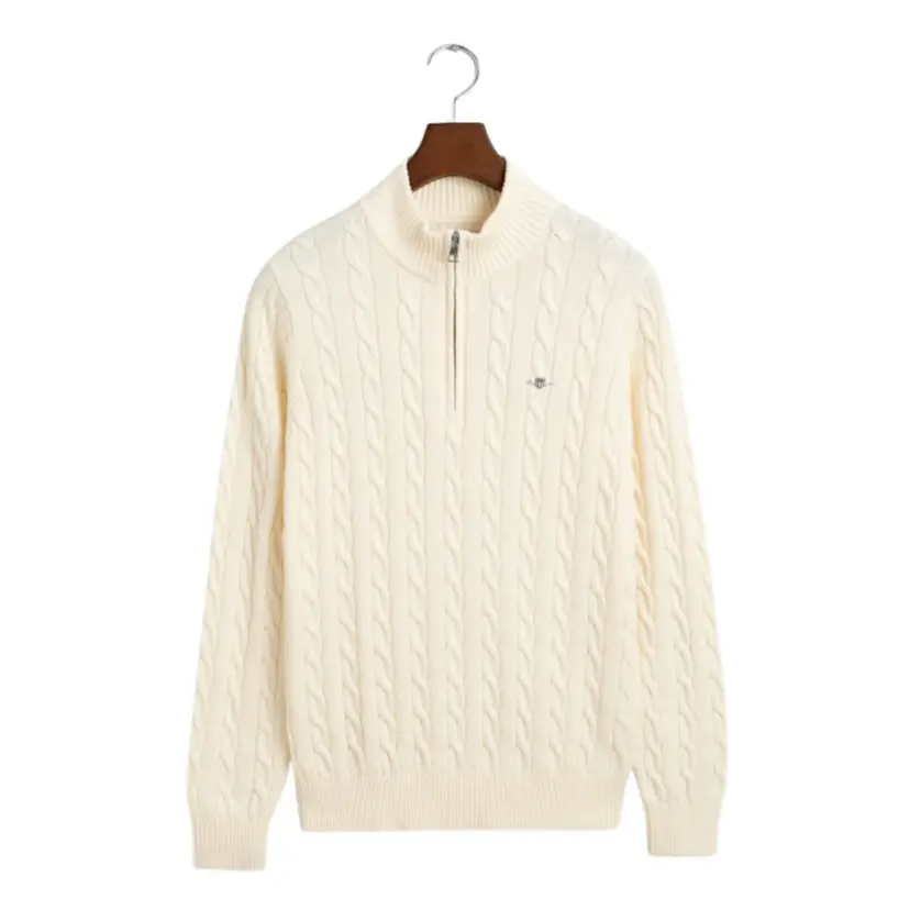 GANT Gant - Genser Jr Cotton Cable Half Zip Cream