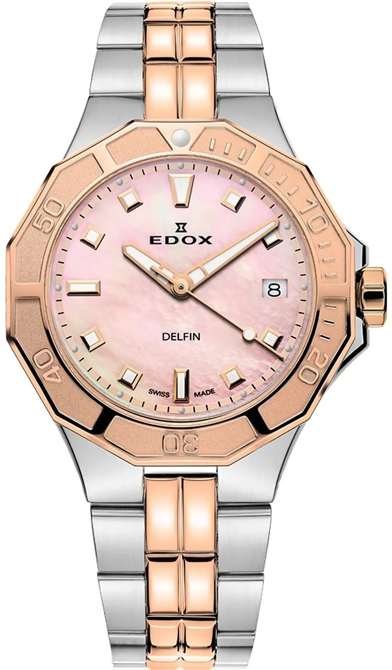 Edox Edox Dameklokke 53020-357RM-ROR Delfin Hvit/Stål Ø38 mm