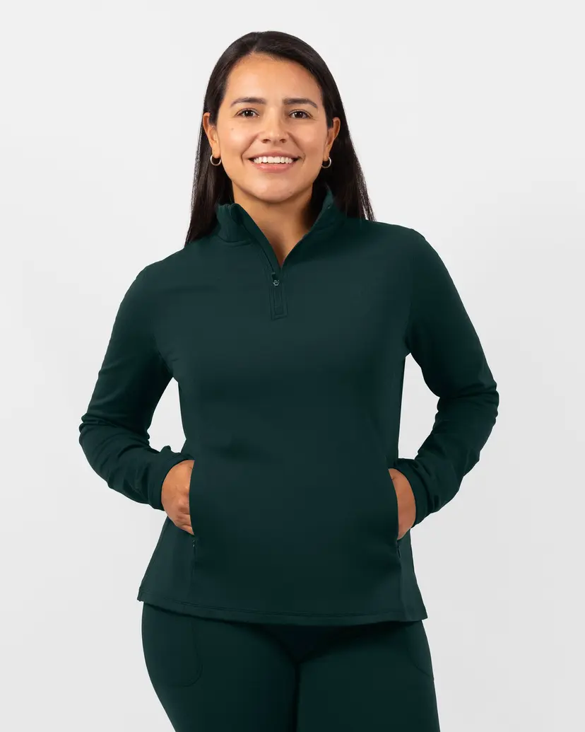 Huabo Bea Midnight Teal Half Zip Winter Top