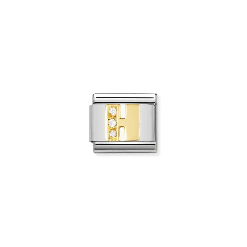 Nomination Cubic Zirconia Letter H Gold