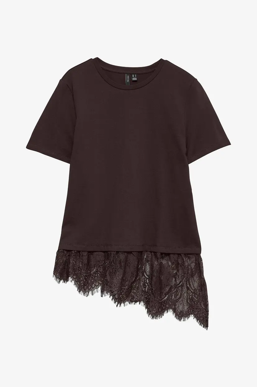 Vero Moda Topp vmBrit SS O-neck Lace - Brun