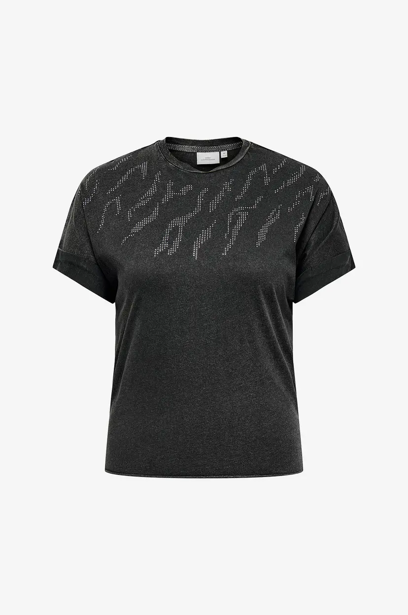 Only Carmakoma T-skjorte carLife Life O-neck SS Fold-up - Svart