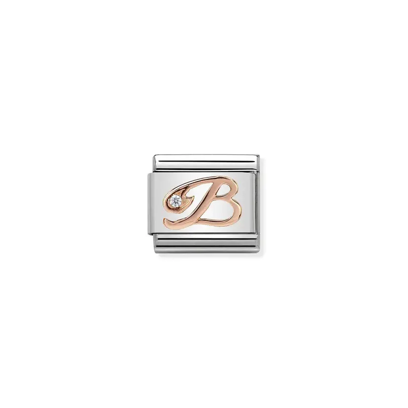 Nomination Letter B w/ Cubic Zirconia Rose Gold