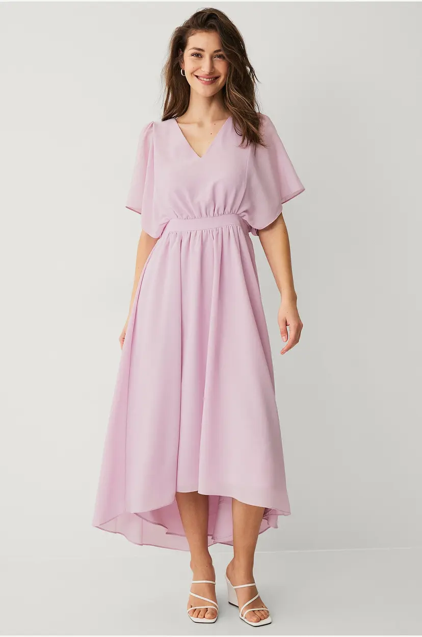 Vila Kjole viMirage 2/4 V-neck Ankle Dress - Rosa