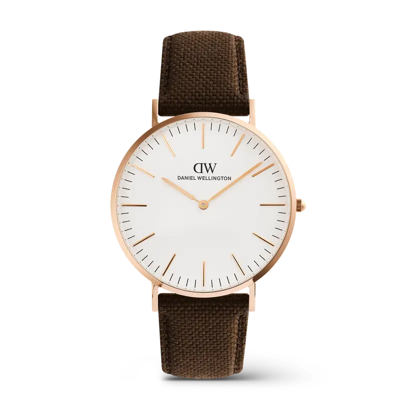 Daniel Wellington Rose Gold 36mm Watch Classic Brown Canvas | DW