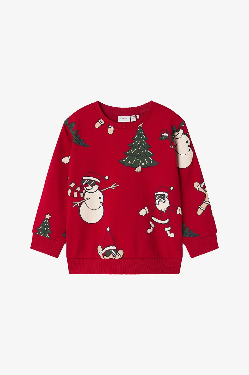 NAME IT Collegegenser nmmRoka LS Nreg Sweat Bru Box - Rød