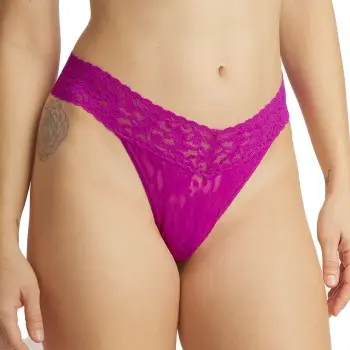 Hanky Panky Hanky Panky Truser 2P Original Rise Thong D1 Mørkrosa nylon One Size Dame