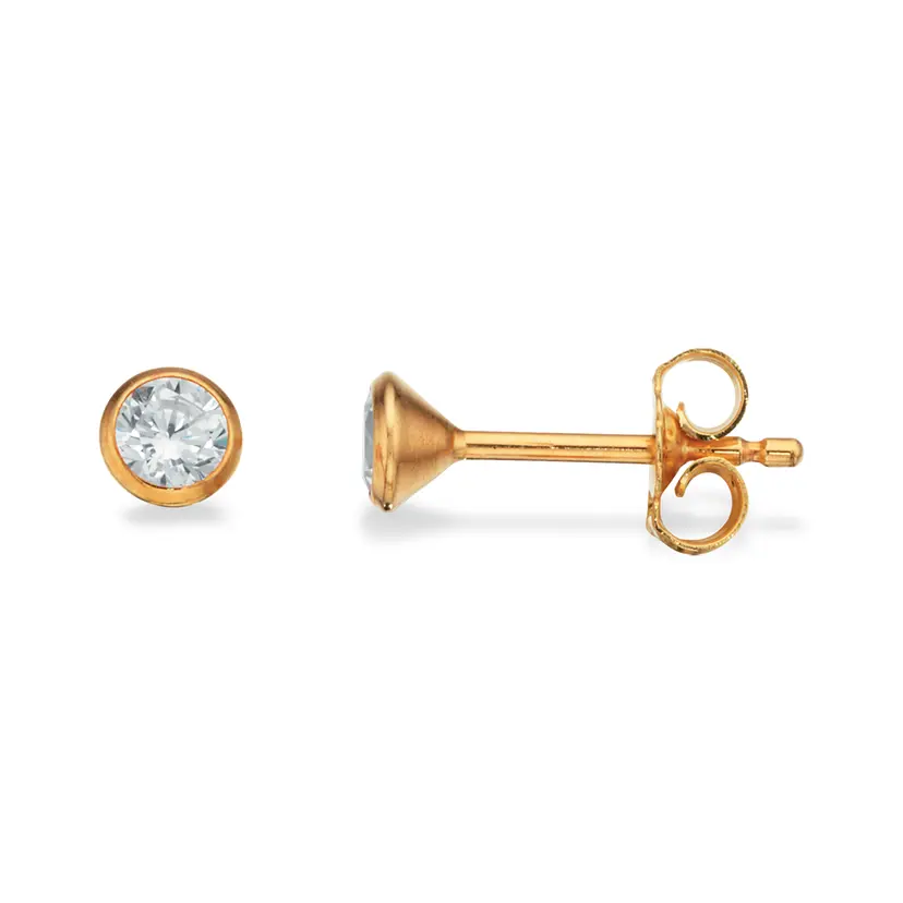 Scrouples Scrouples - 8kt guld øreringe med zirkonia sten, 3,5mm - 112043s