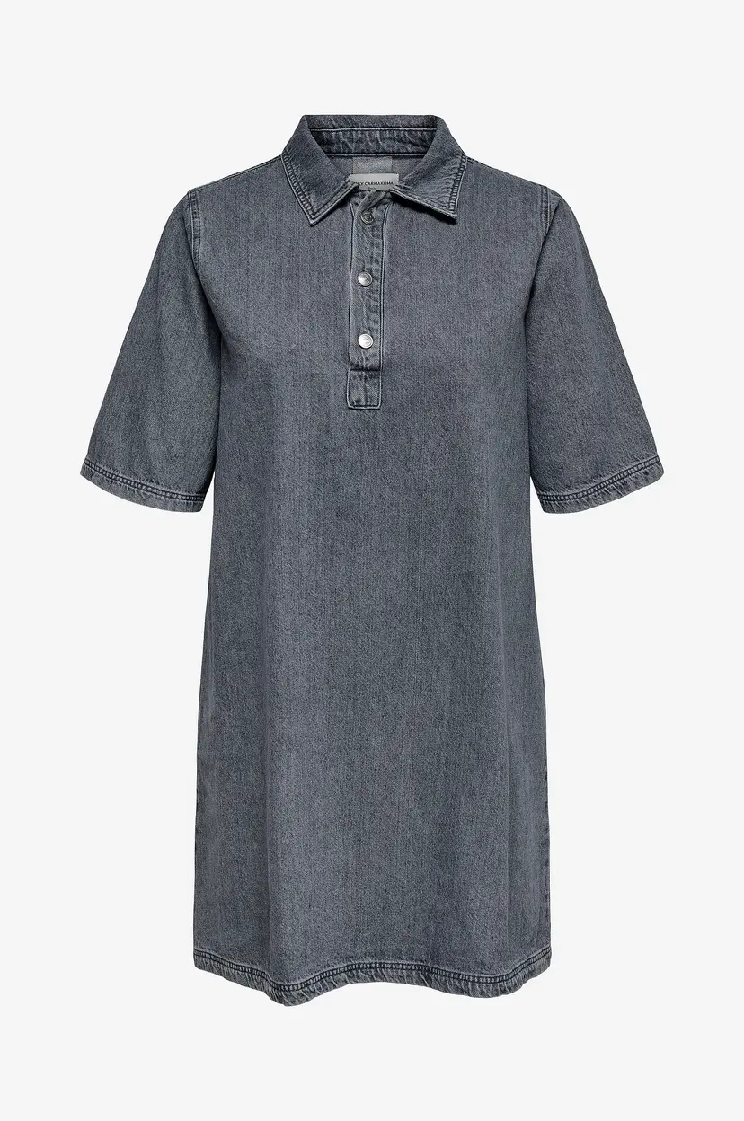 Only Carmakoma Denimkjole carGry S/S Knee Dress Dnm Azg - Grå
