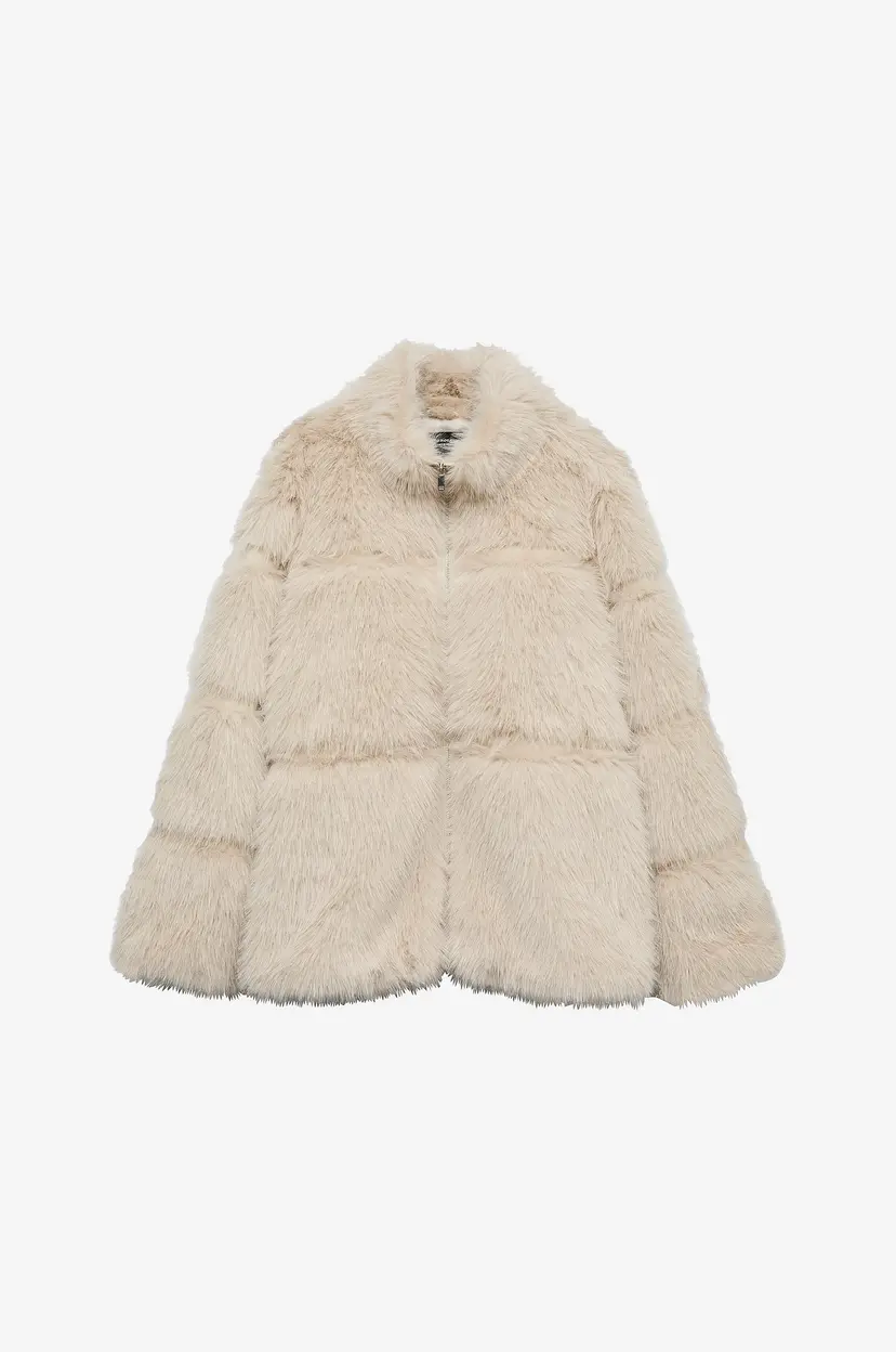 Vero Moda Curve Jakke i fuskepels vmcKaja Short Cur - Beige