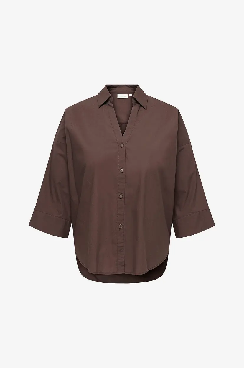 Only Carmakoma Skjorte Carsaja Keri 3/4 Shirt Wvn - Brun