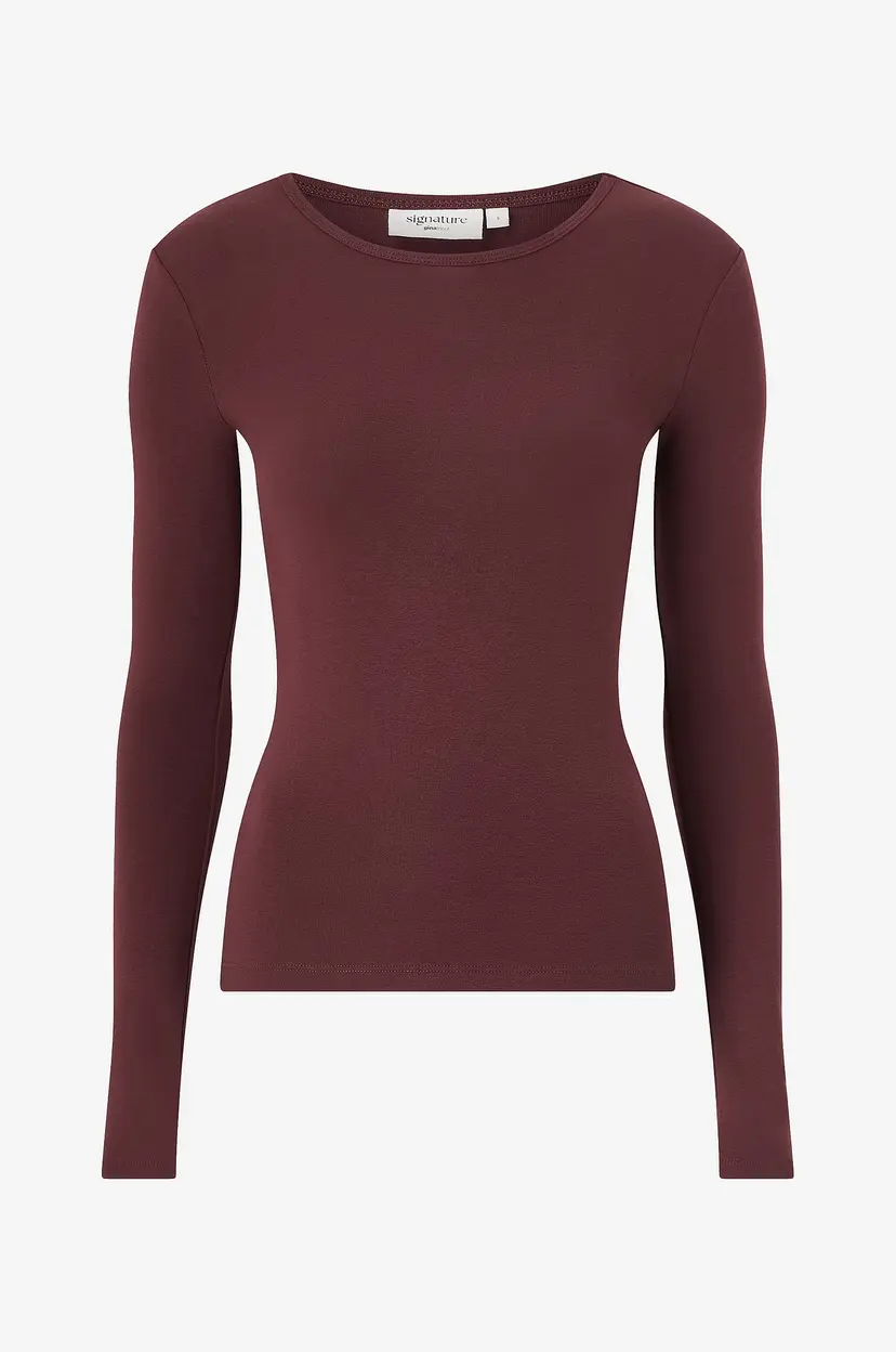 Gina Tricot Topp Tight Fit Long Sleeve Top - Brun