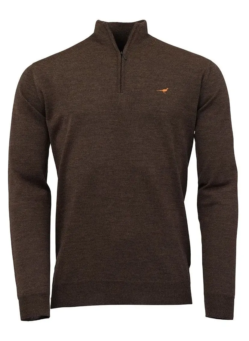 Laksen Laksen Norfolk Zip-Neck Brownie