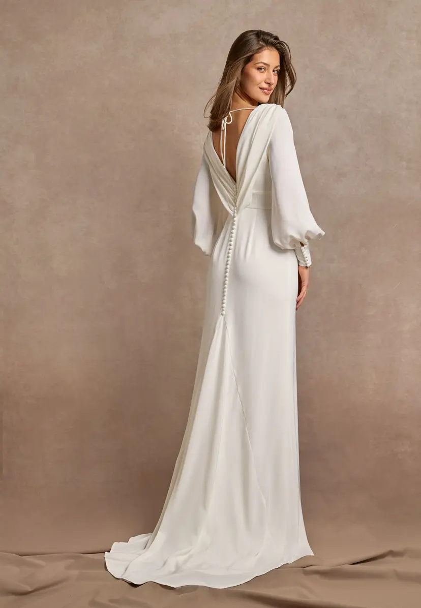 Bubbleroom Occasion Waterfall Back Satin Wedding Gown