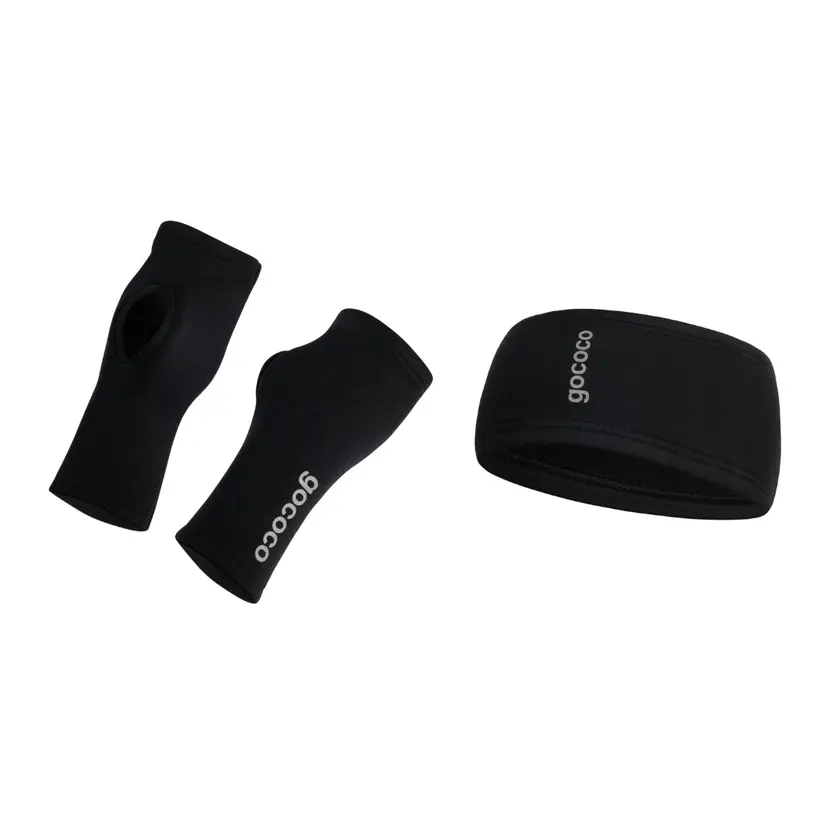 Gococo Pannband och Handledsvärmare Powerstretch Fleece Svart - S/M