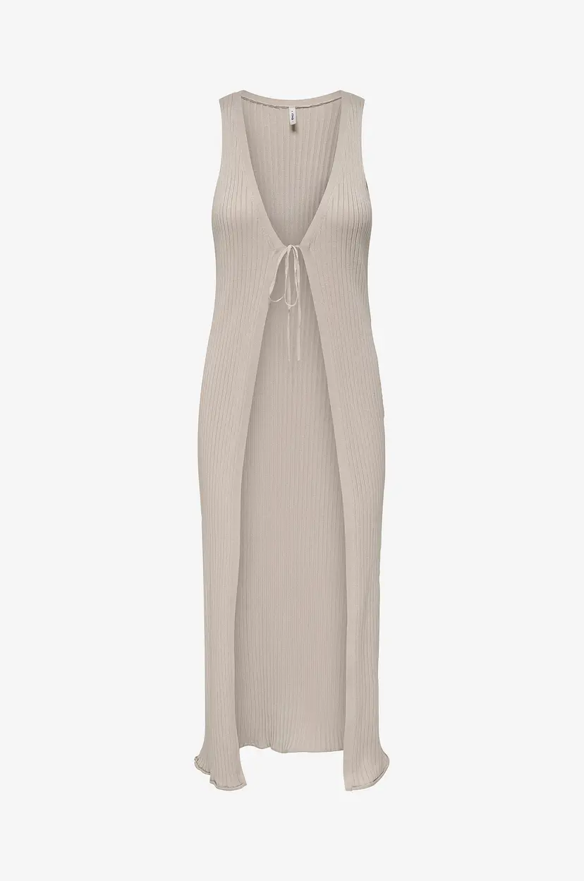 ONLY Vest onlMeddi SL Tie Maxi Vest Knt - Beige