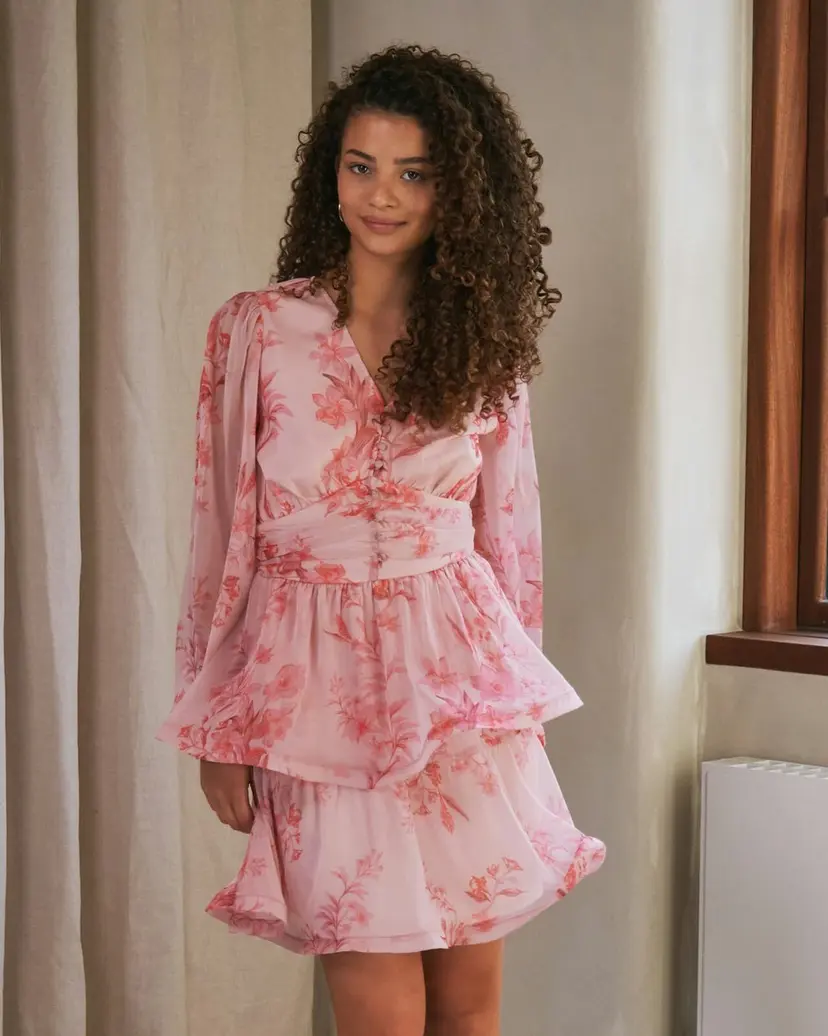 Neo Noir Kjole Rivana Chiffon - Festkjole - Rosa - Str 36