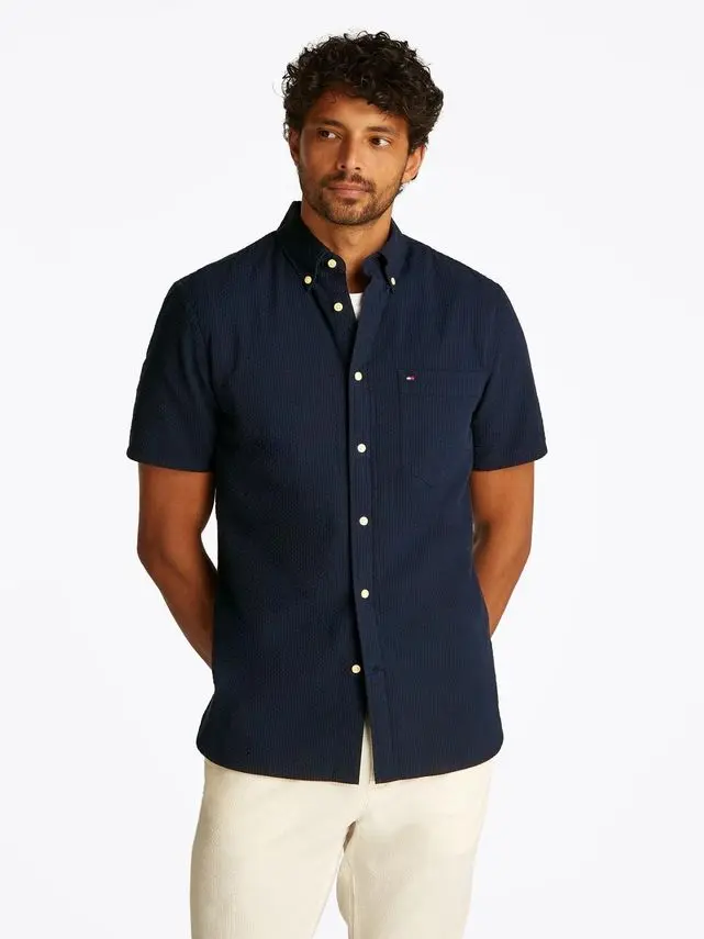 Tommy Hilfiger SEERSUCKER SOLID SS RF SHIRT