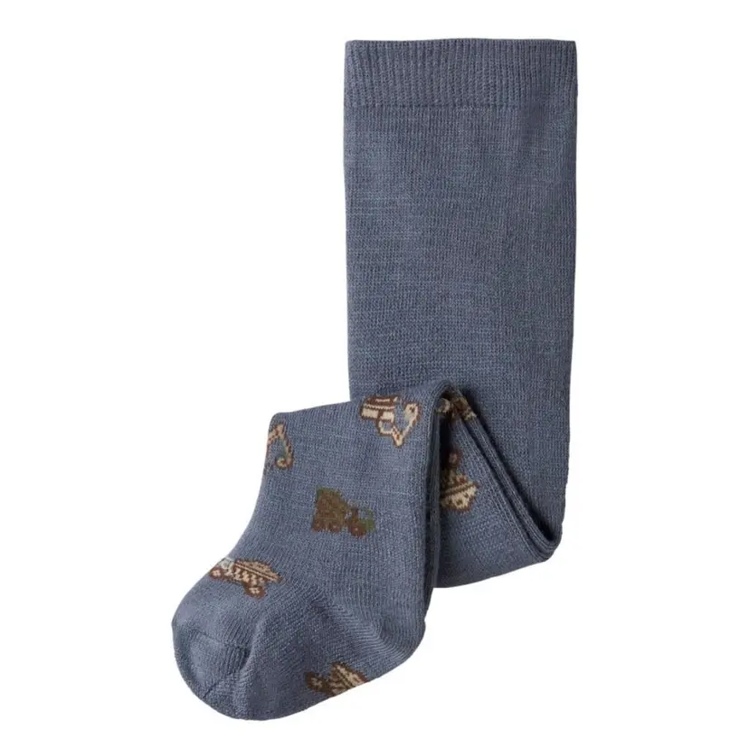 NAME IT Name It - Strømpebukse Baby Ull/ Bomull Wak Folkstone Gray Working Machines