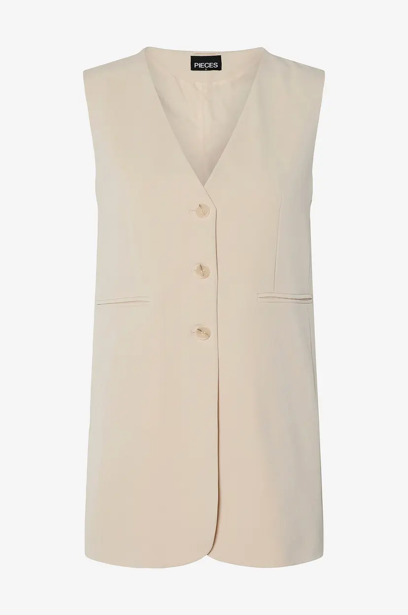 Pieces Vest pcKamil SL Vest - Beige