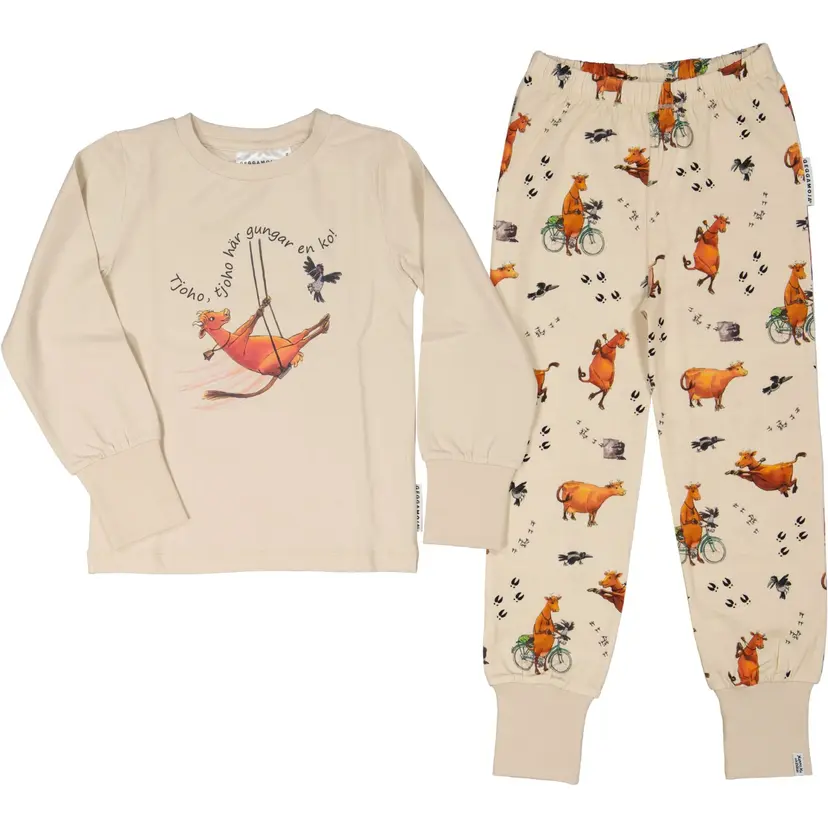 Geggamoja Pyjamas tvådelad Mamma Mu och Kråkan Beige - 74/80