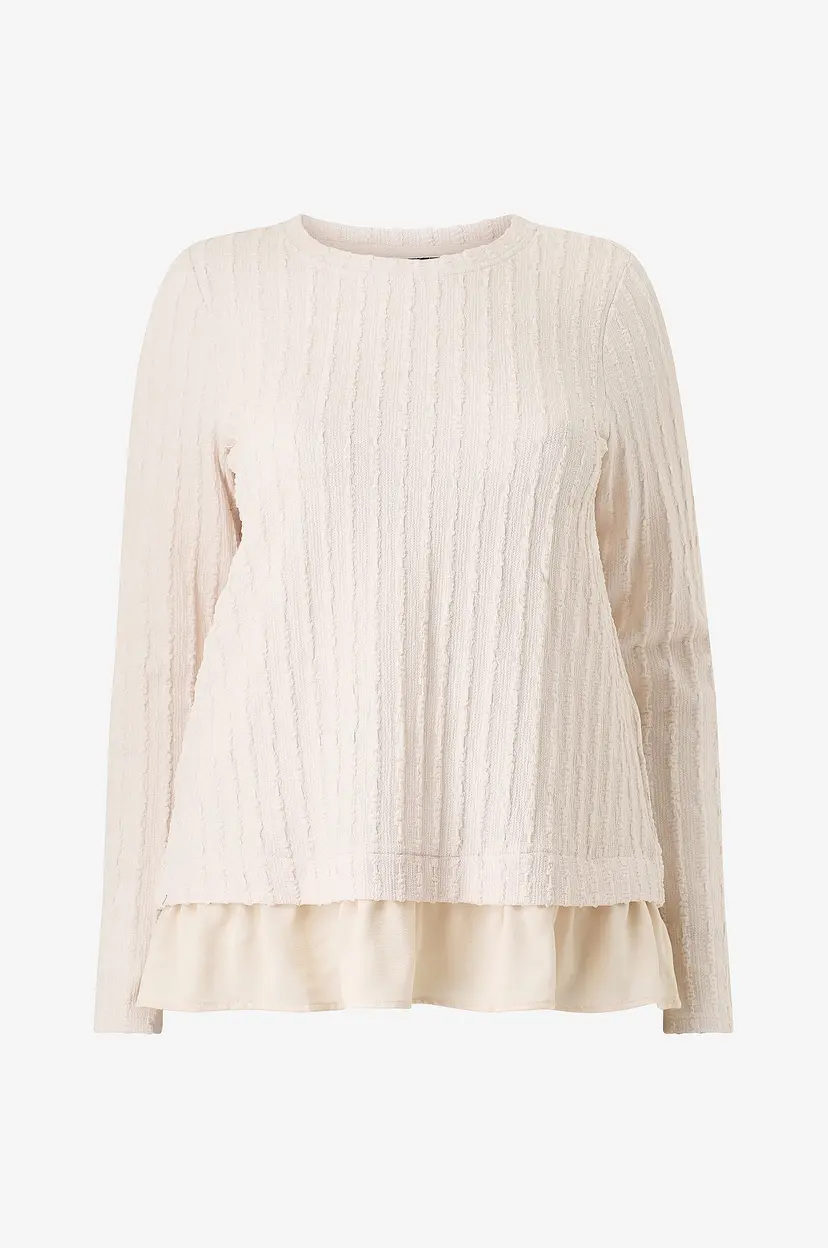 Zizzi Bluse Mica, L/S, Blouse - Hvit