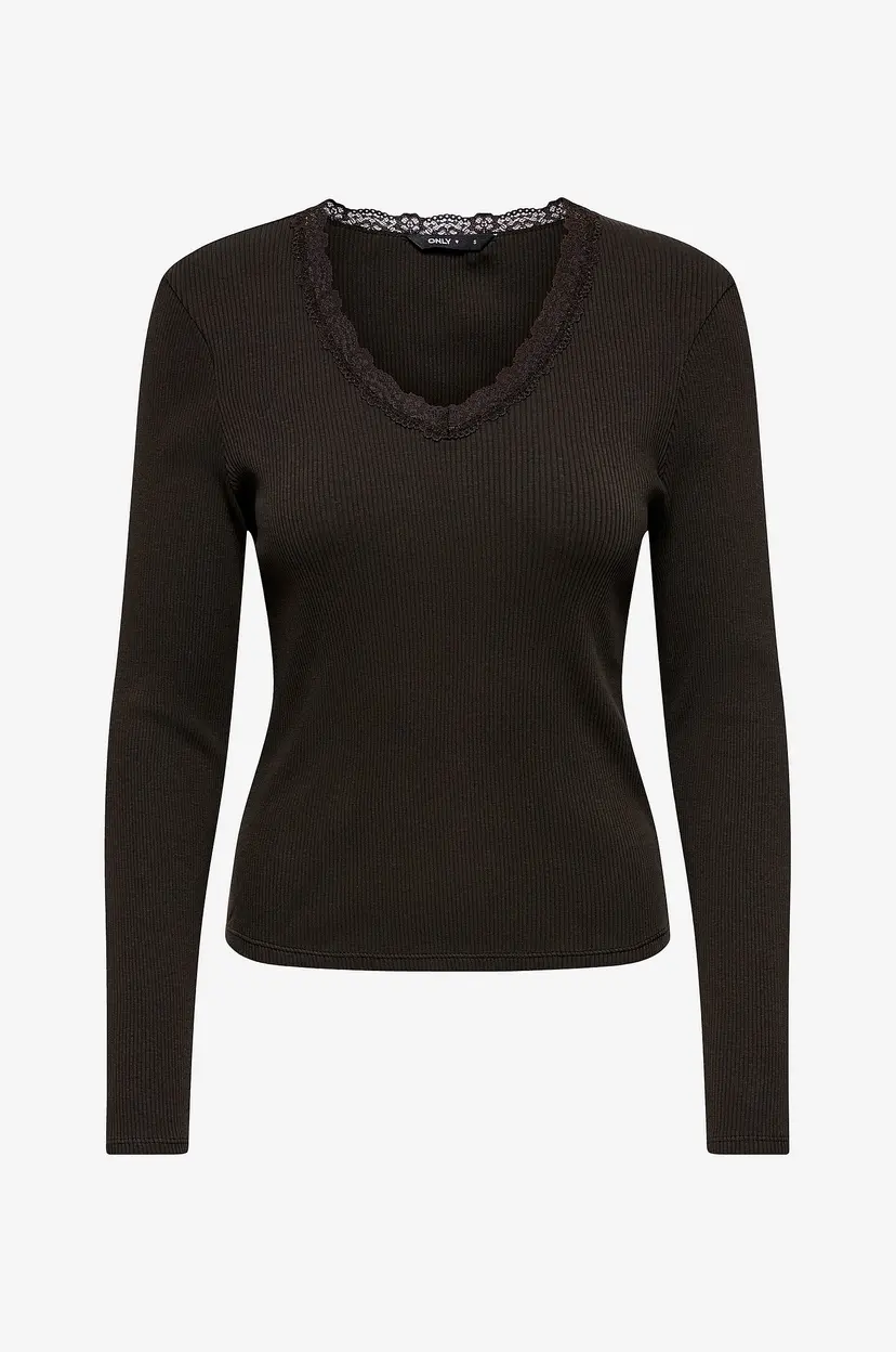 ONLY Topp Onlsara Sharai L/S V-Neck Top Jrs - Brun