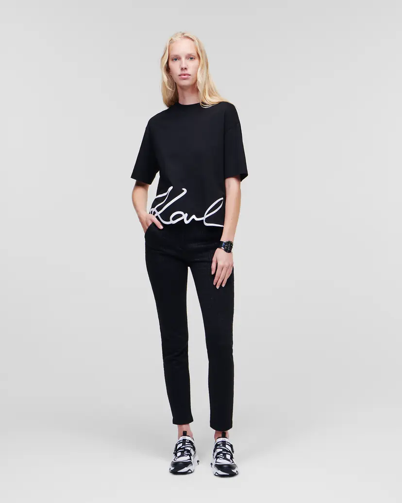 Karl Lagerfeld Karl Lagerfeld Karl Signature Hem Black T-shirt