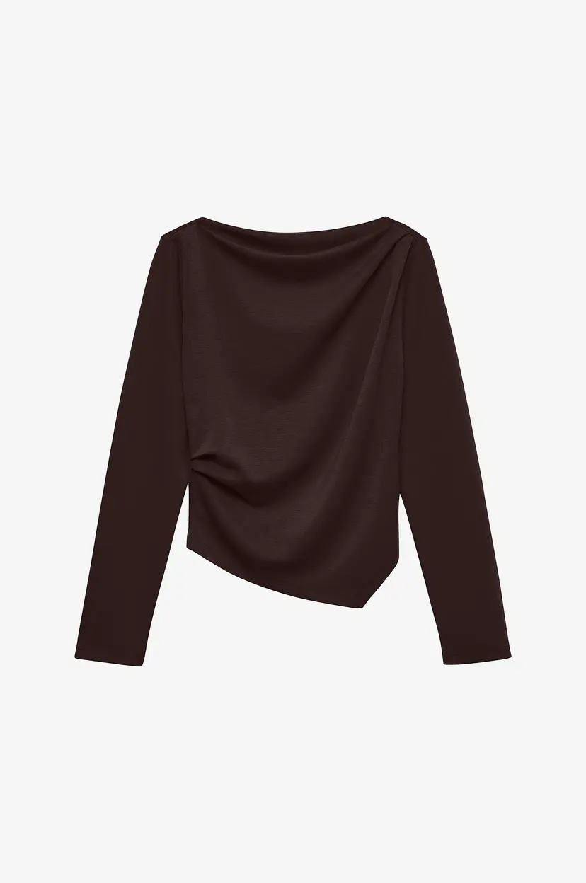 Vero Moda Topp vmMille LS Boatneck Short Top Jrs N - Brun