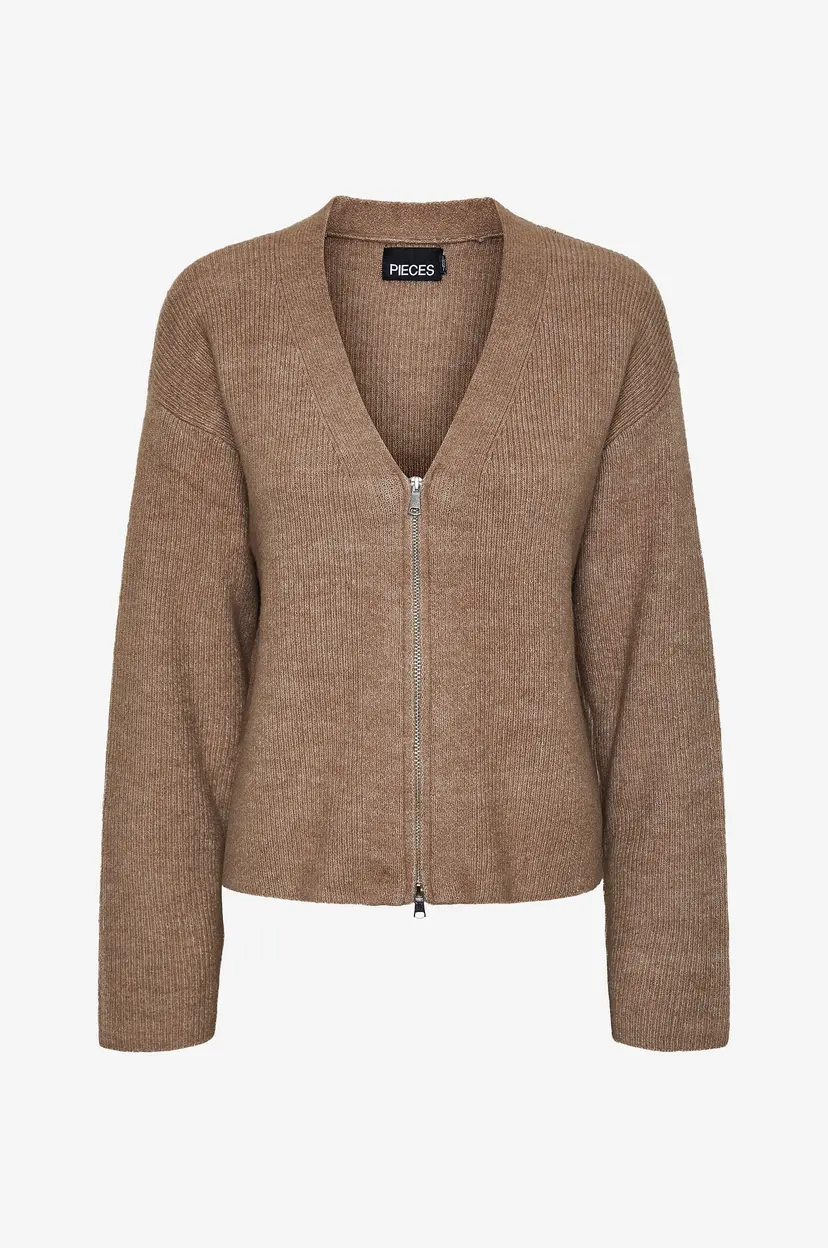 Pieces Kardigan pNiko LS V-neck Knit - Brun