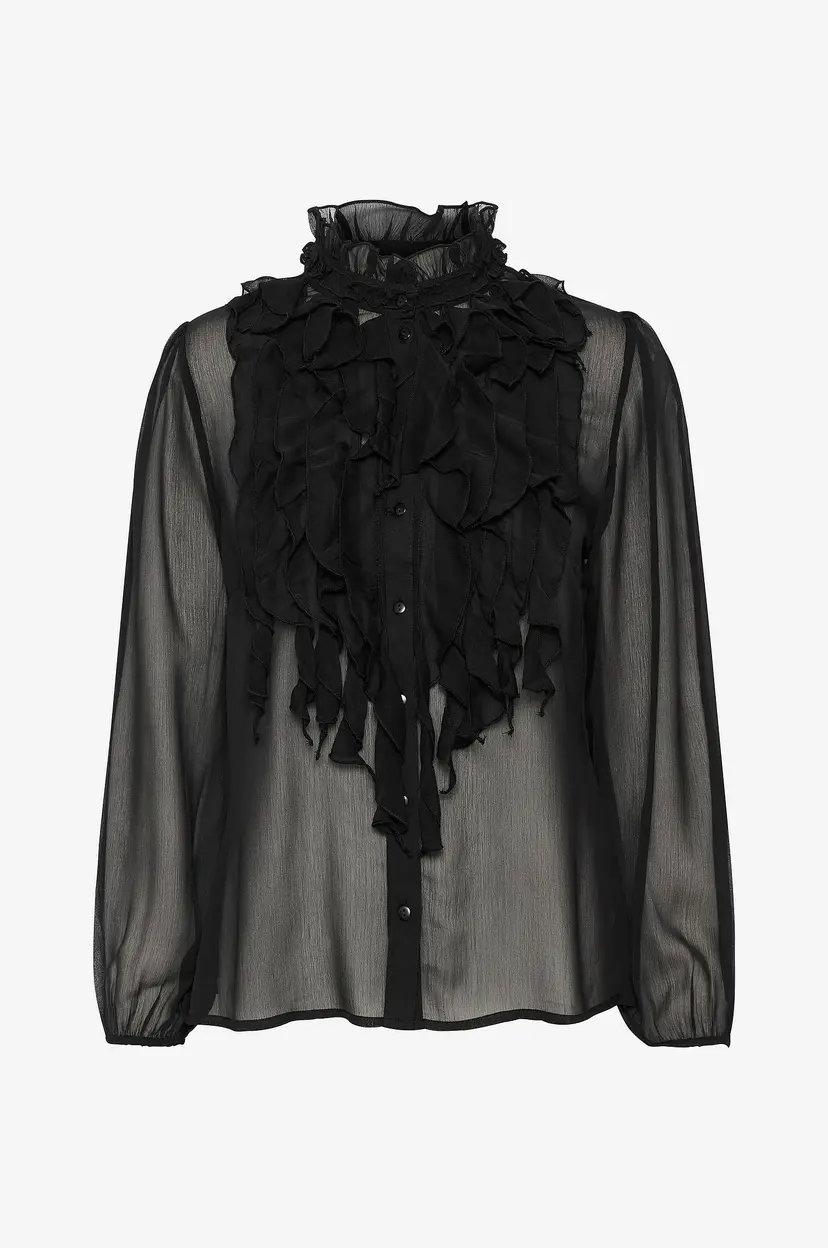 Saint Tropez Bluse LiljaSZ Crinkle LS Shirt - Svart
