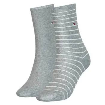 Tommy Hilfiger Tommy Hilfiger Strømper 2P Classic Small Stripe Socks Gråstripet Str 39/42 Dame