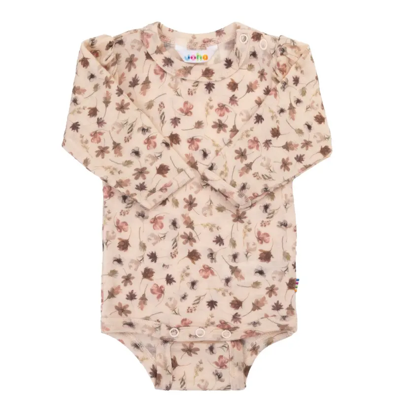 Joha Body i 100% merinoull «Flowers» Lys rosa