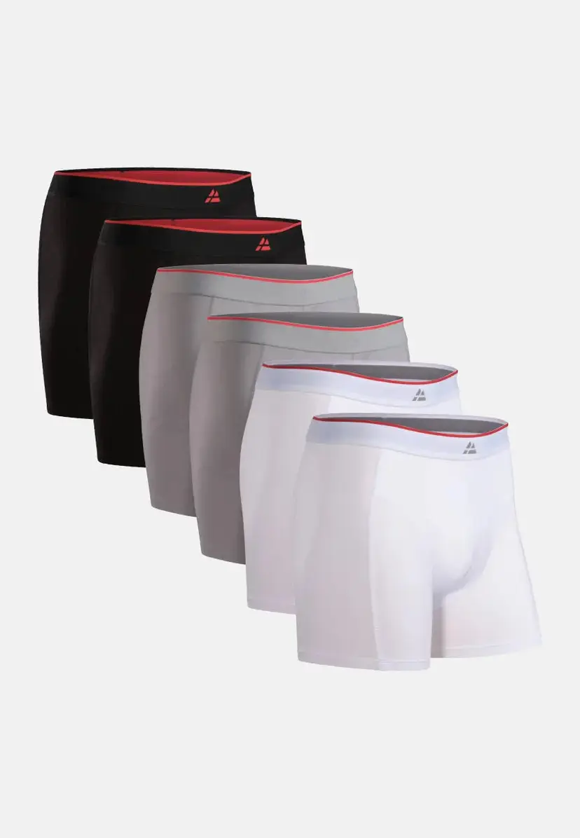 DANISH ENDURANCE DANISH ENDURANCE Bambu Boxershorts, Sort/Rød | Grå | Hvid, S
