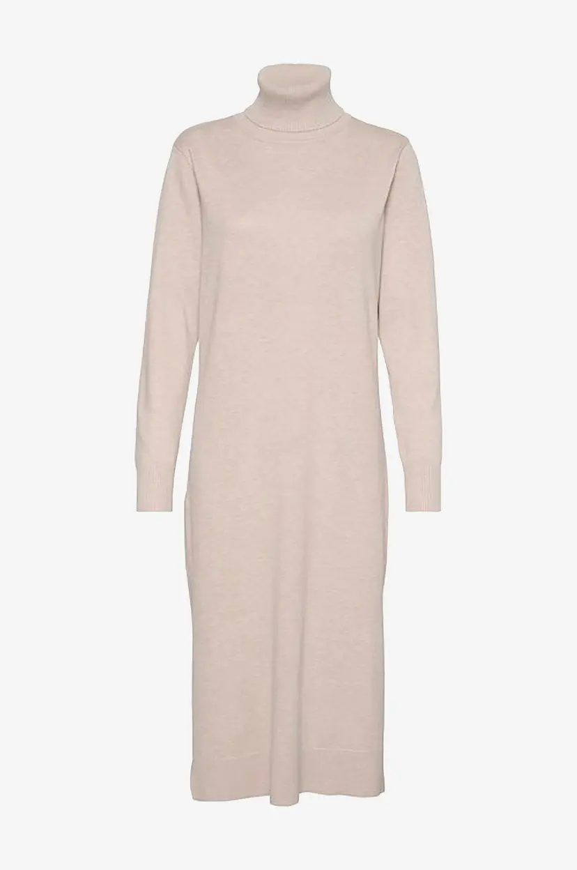 Saint Tropez Kjole MilaSZ Roll Neck Long Dress - Beige