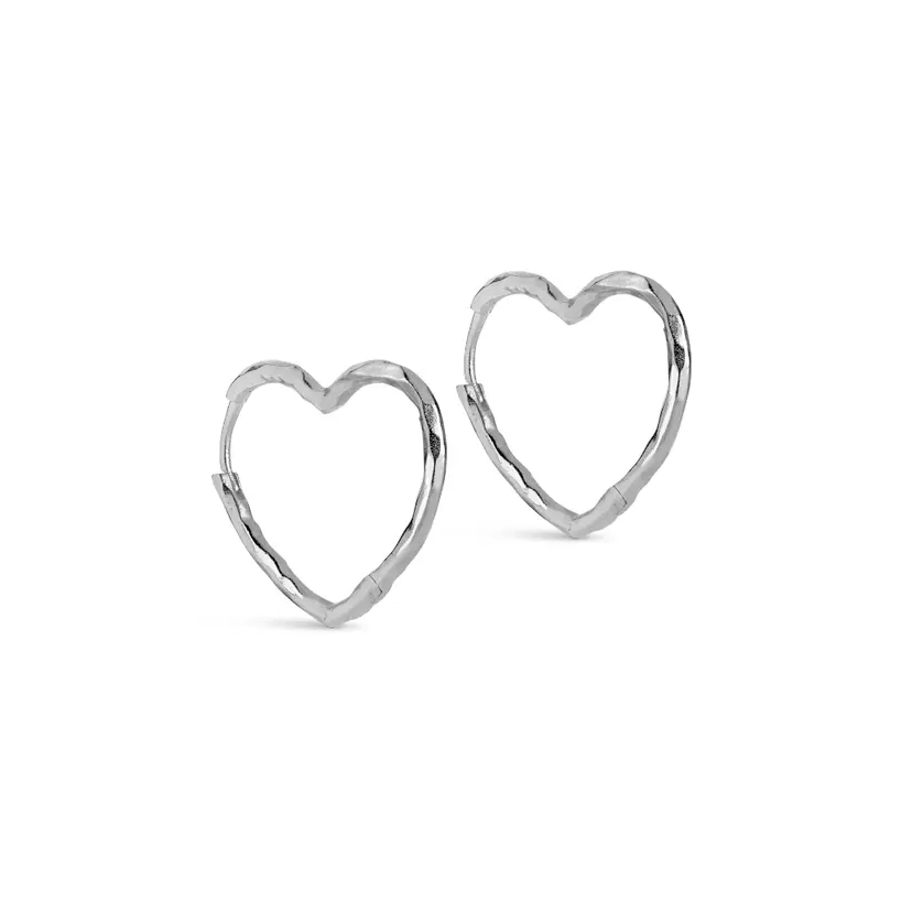Enamel Enamel - Organic Heart Medium Hoops i sølv - E414SM