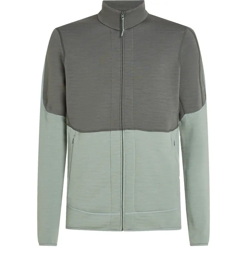Icebreaker Icebreaker Men's Merino 400 Realfleece Descender Longsleeve Zip Galaxy/Moss/Core Black