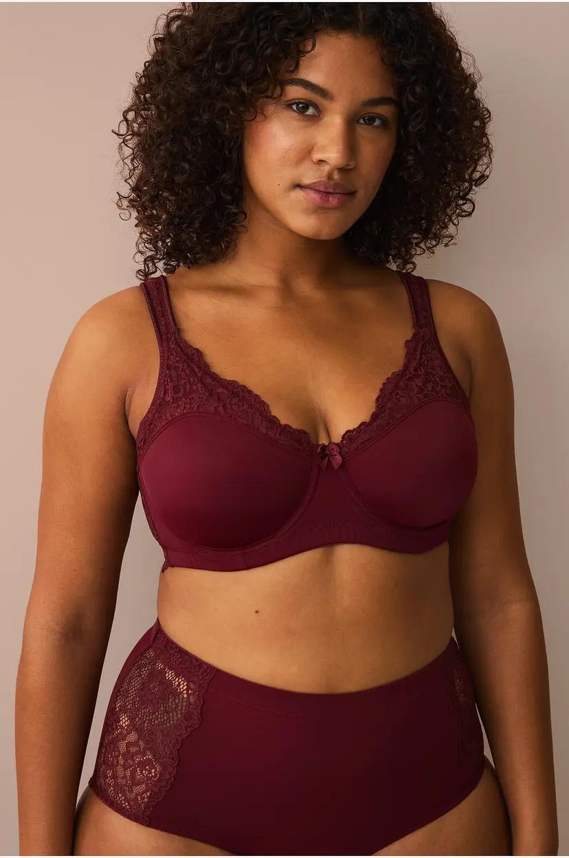 Ellos Plus collection Spile-BH med blondedetaljer - Rød