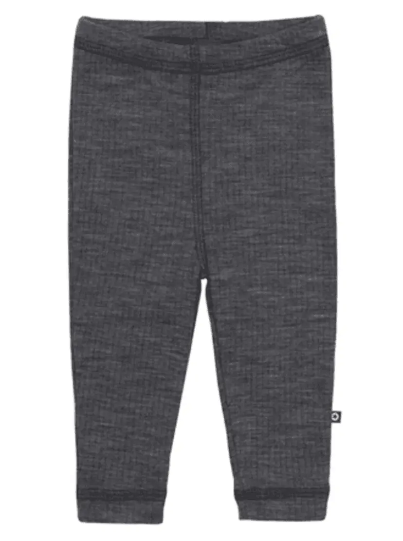 Babybanden Smallstuff Leggings prematur, merinoull, Dark grey drop needle