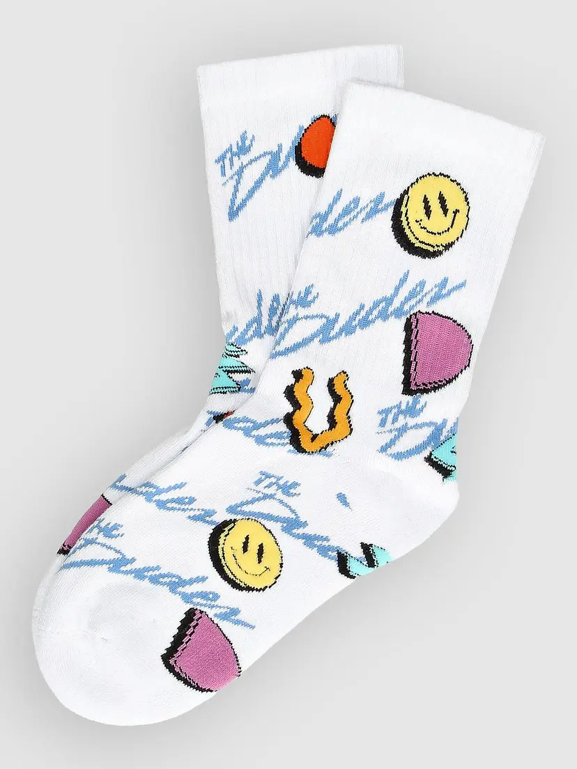 The Dudes The Dudes Squiggle Pattern Light Simple Tennis Sokker hvit